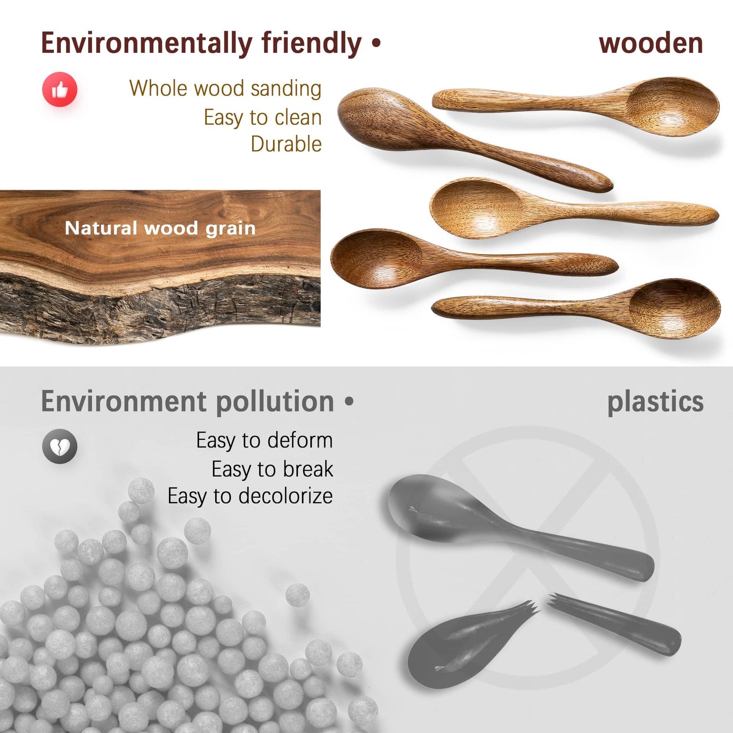 Hefild 7 PCS Small Wooden Spoons, 5.8 Inch Honey Spoons for Tea, Acacia Wooden Honey Teaspoon for Coffee, Little Tiny Wood Spoons, Bamboo Table Spoon for stirring, Wooden Spoons for Utensils Set