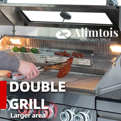 Alimtois BBQ Island Outdoor Kitchen: 84-Inch 4-Burner 72000 BTU Modular Outdoor Kitchen with Grill + Sink + Storage Cabinet & Rotisserie Kit - BBQ Grill Islands Built-in Combo