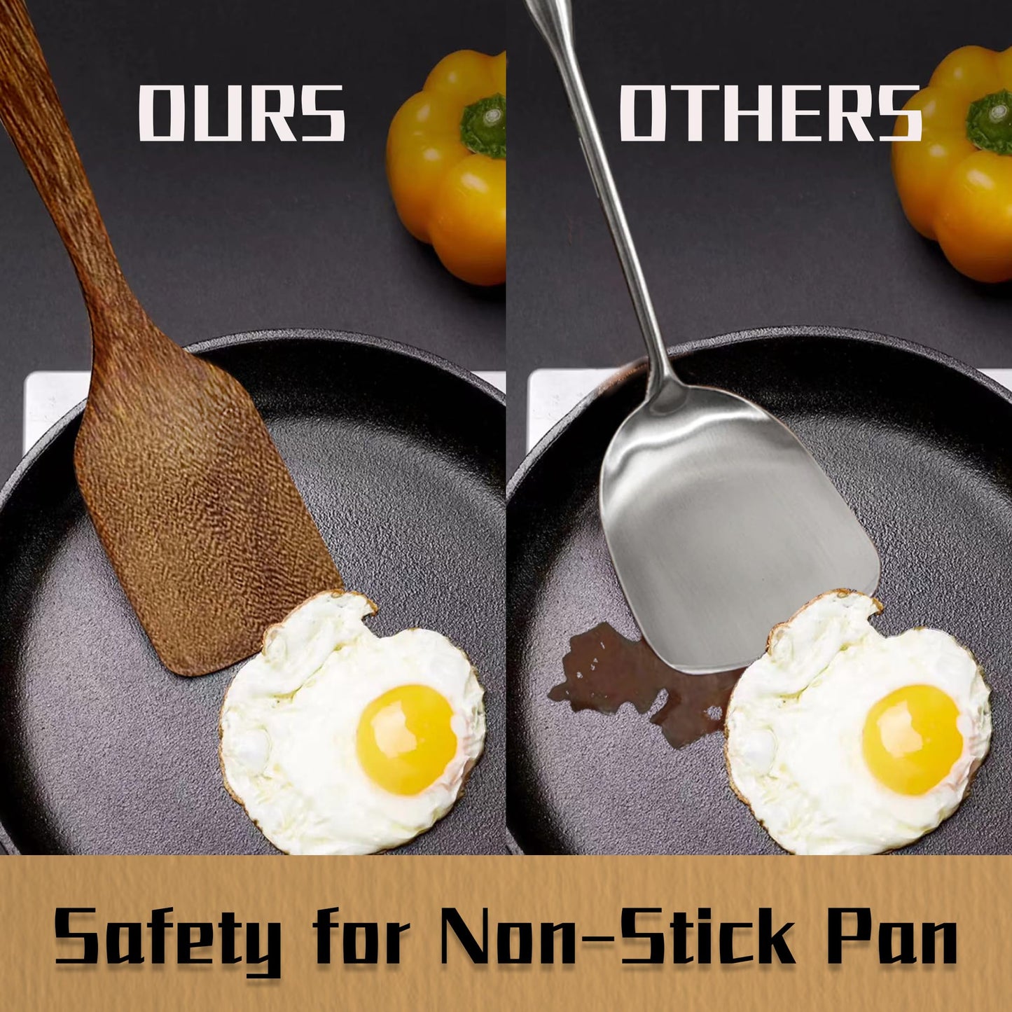 Wood Spatula for Cooking Wooden Kitchen Utensils for Nonstick Cookware Fried Spatulas Wooden Spatula Flat Turner for Baking Mixing Scraping Solid Turner Cooking Utensils Kitchen Accessories Tools