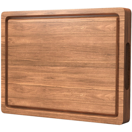 Wood Cutting Boards for Kitchen, 17x12 Inch Butcher Block with Deep Juice Grooves & Non-Slip Handle Reversible Chopping Board for Meat Cheese Vegetables