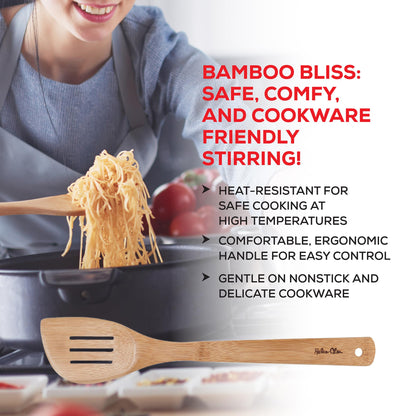 Helen’s Asian Kitchen Slotted Spatula, Natural Bamboo, 13-Inch
