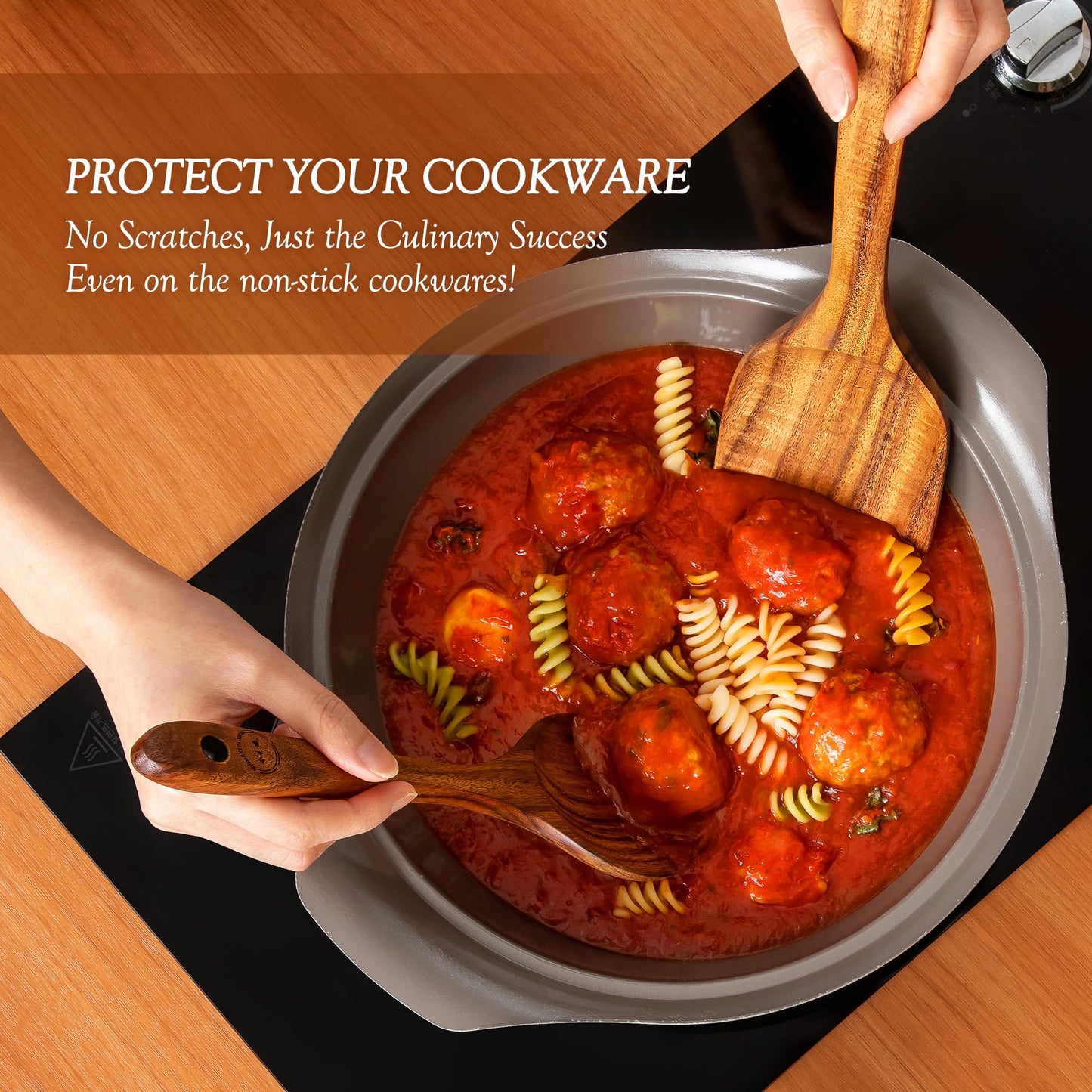 Wooden Spoons for Cooking – 6-12 Piece Teak Wood Cookware Utensil Set with Smooth Finish – Non-Stick, Comfortable Grip – Durable, Heat Resistant Kitchen Utensils (8 PCS Set)