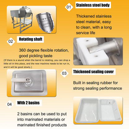 HayWHNKN Vacuum Tumbler Marinator Meat Vegetable Marinating Machine 45L Food Vacuum Marinator Fast Marination Process 110V Meat Pickle Machine 360° Rotation with Timer For Chicken Steak Burger Shop