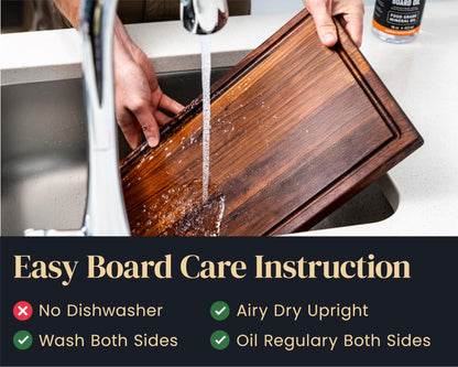 Mevell Walnut Wood Cutting Board for Kitchen, Reversible Wooden Chopping Board With Juice Grooves, Made in Canada (Walnut, 17x11x0.75)