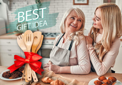 Wooden Spoons for Cooking 7-Pack – Bamboo Kitchen Utensils Set for Nonstick Cookware - Wooden Cooking Utensils Set, Wood Spatula Spoon Tongs