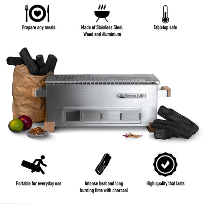 The Bincho Grill MG-168 Mini Yakitori Grill – Japanese Style Tabletop Charcoal Hibachi BBQ – Small Binchotan Grill for Authentic Japanese Grilling – Portable and Durable
