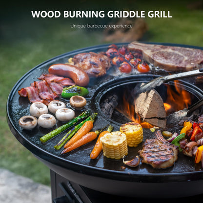 MASTER COOK Plancha Charcoal Grill, Spacious BBQ and Fire Pit Combo, Suitable for Backyard Parties, Camping, and Outdoor, Round