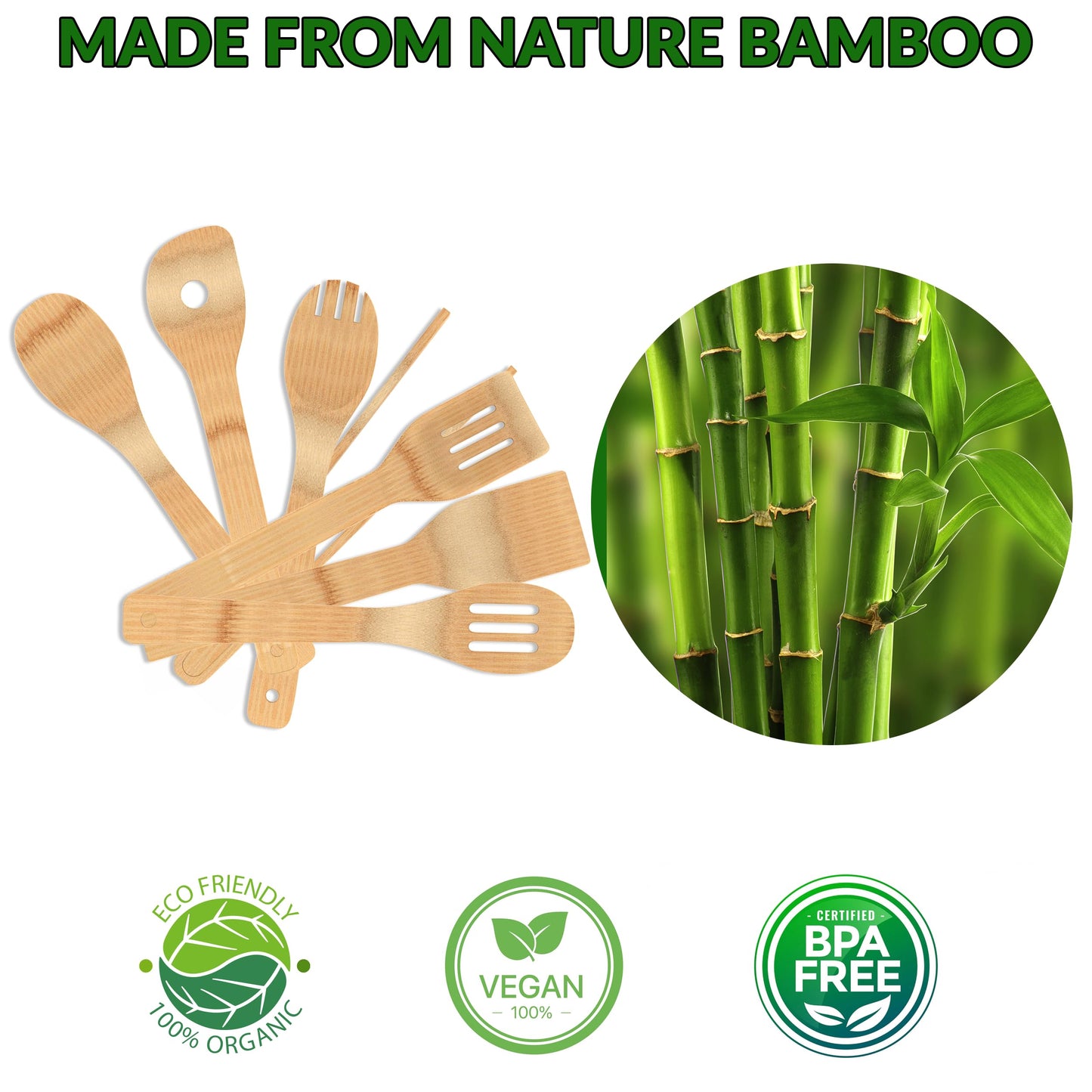 Wooden Spoons for Cooking - Utensils Holder - 7pcs Bamboo Utensil Set - Wooden spoons - Kitchen Utensils - Wooden Cooking Utensils - Wood Cooking Utensils Set - Kitchen Utensils Set Wood - Spatula