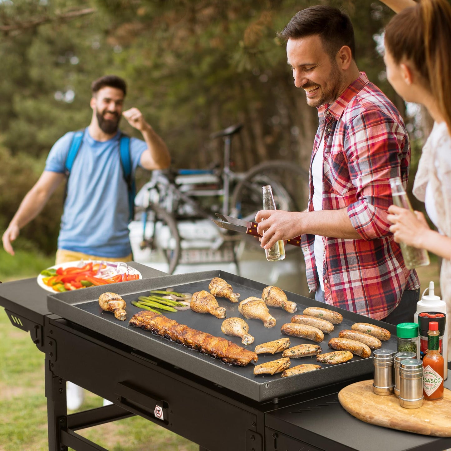 Royal Gourmet GB4001C-N 4 Burner Propane Gas Griddle with Cover, 35 Inch Outdoor Flat Top Grill Griddle with Foldable Side Tables & 52,000 BTUs Output for Barbecue Grilling, Black