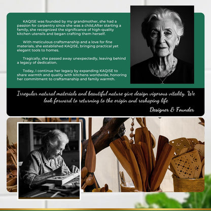 KAQISE 10PCS Wooden Utensils Set, Teak Wood Spoons&Spatulas,Kitchen Utensils for Nonstick Cookware-Spatula|Soup Ladle|Strainer Spoon|Pasta Fork,Heat Resistant Wooden Cooking Tools