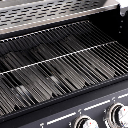 GIODIR 4-Burners Propane Gas Grill with Side Burner, 50,000 BTU Outdoor BBQ Grill, Cast Iron Cooking Grate with Wheels for Outdoor Patio Garden