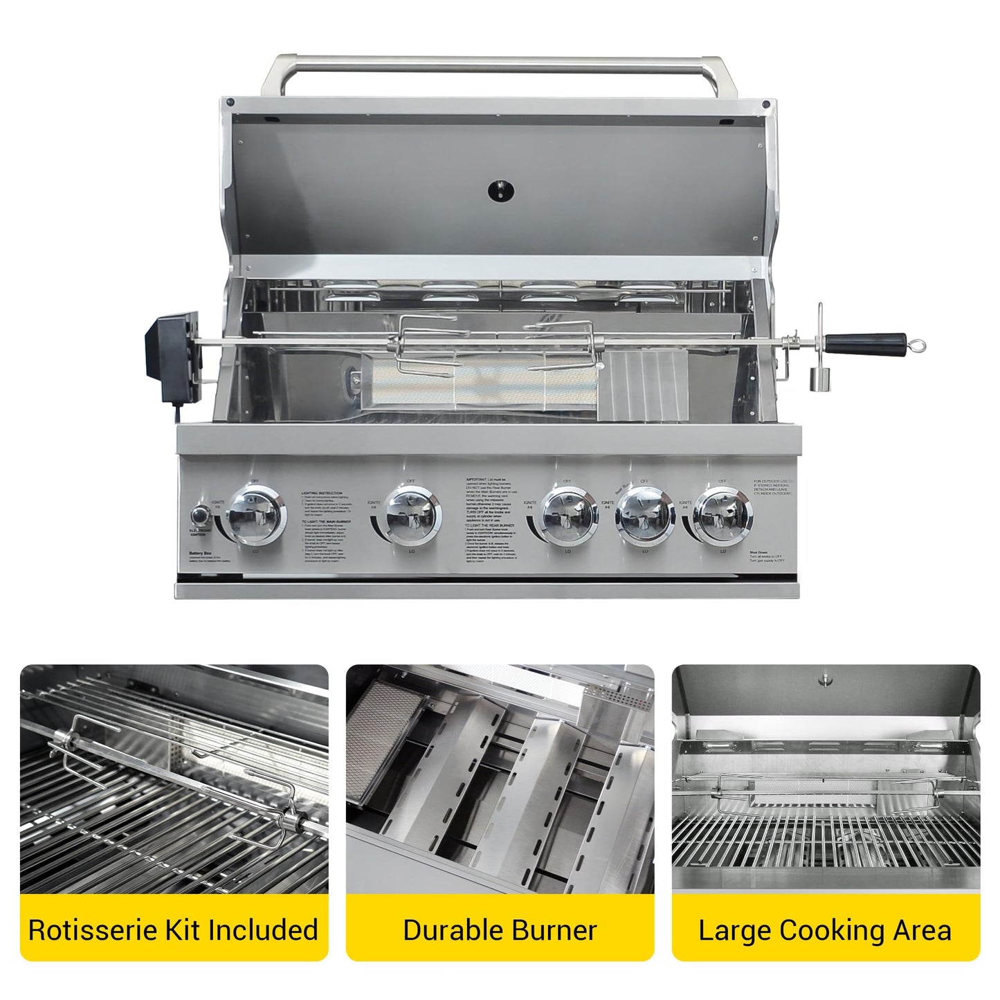 CT Outdoor Kitchen Package Modular BBQ Grill Island, 32" Gas Grill 4 Burners, Grill Cabinet, Kitchen Sink,4.2 cu.ft Dual Drawer Fridge, Fridge & Cooler Cabinet, Pizza Oven, Corner Cabinet