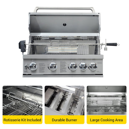 CT Outdoor Kitchen Package Modular BBQ Grill Island, 32" Gas Grill 4 Burners, Grill Cabinet, Kitchen Sink,4.2 cu.ft Dual Drawer Fridge, Fridge & Cooler Cabinet, Pizza Oven, Corner Cabinet