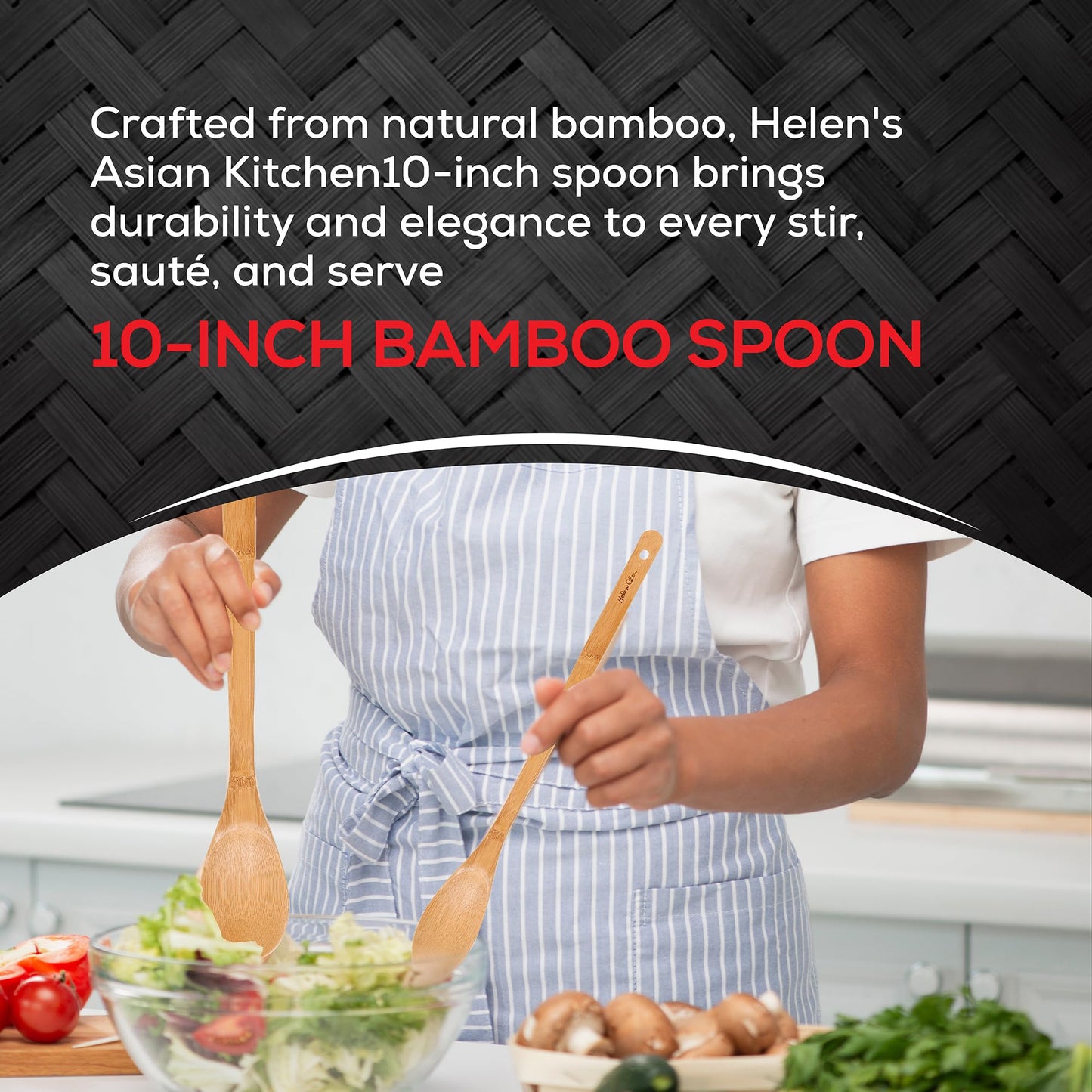 Helen’s Asian Kitchen Bamboo Kitchen Spoon Cooking Utensil, 10-Inch