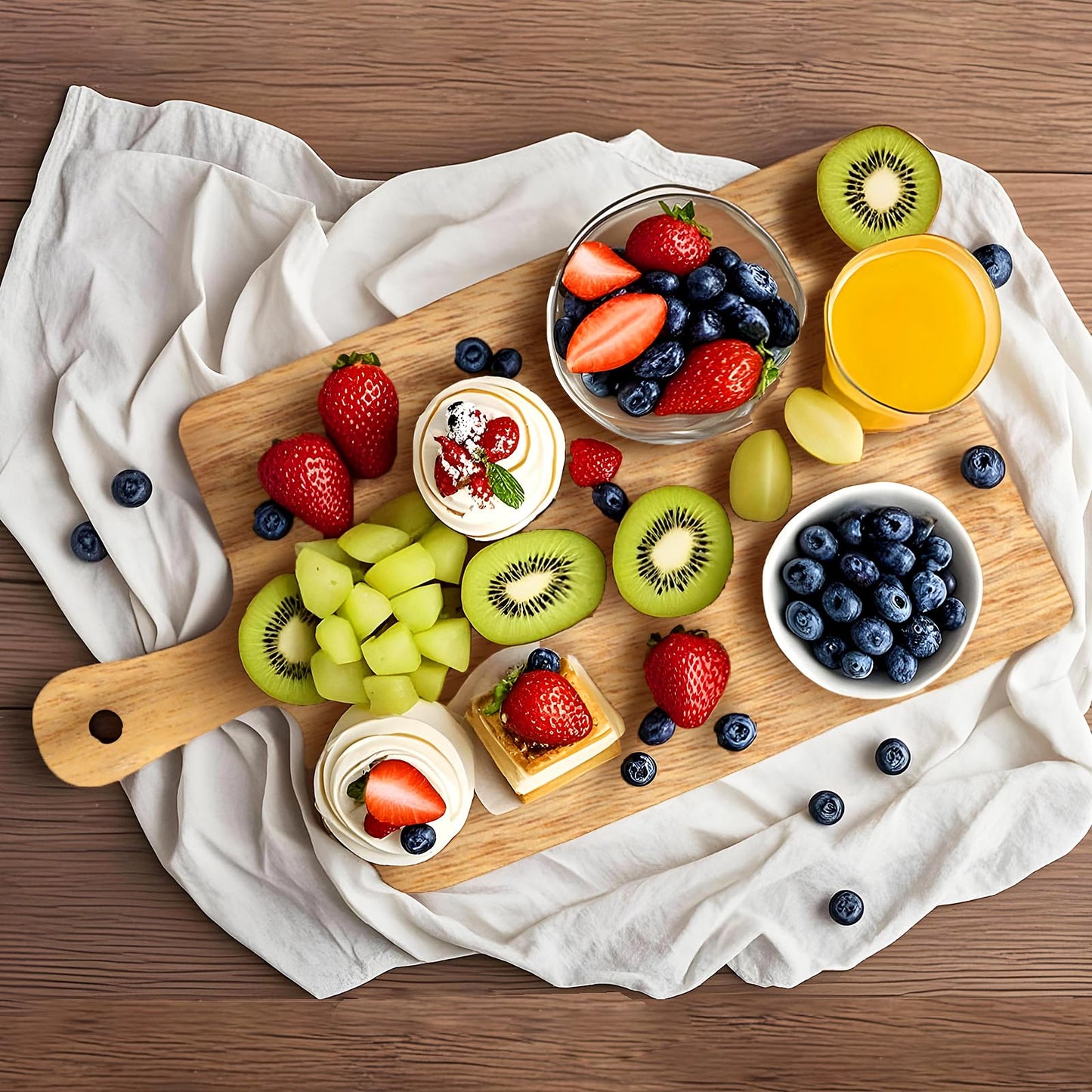 MTOPHLS Acacia Wood Small Cutting Board with Handle, 13.7''X7'' Wooden Chopping Boards Serving Board with Hole for Meat, Cheese, Vegetables, Bread, and Charcuterie