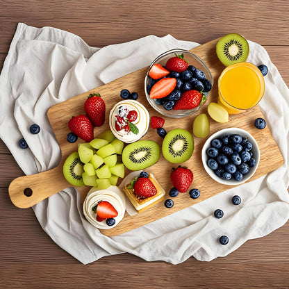 MTOPHLS Acacia Wood Small Cutting Board with Handle, 13.7''X7'' Wooden Chopping Boards Serving Board with Hole for Meat, Cheese, Vegetables, Bread, and Charcuterie