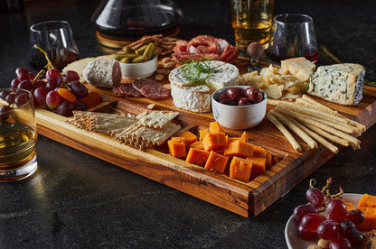 Sonder Los Angeles, XL Thick Teak Wood Cutting Board for Kitchen with Juice Groove, Sorting Compartments, Charcuterie Cheese Board 20x15x1.5 in (Gift Box Included)