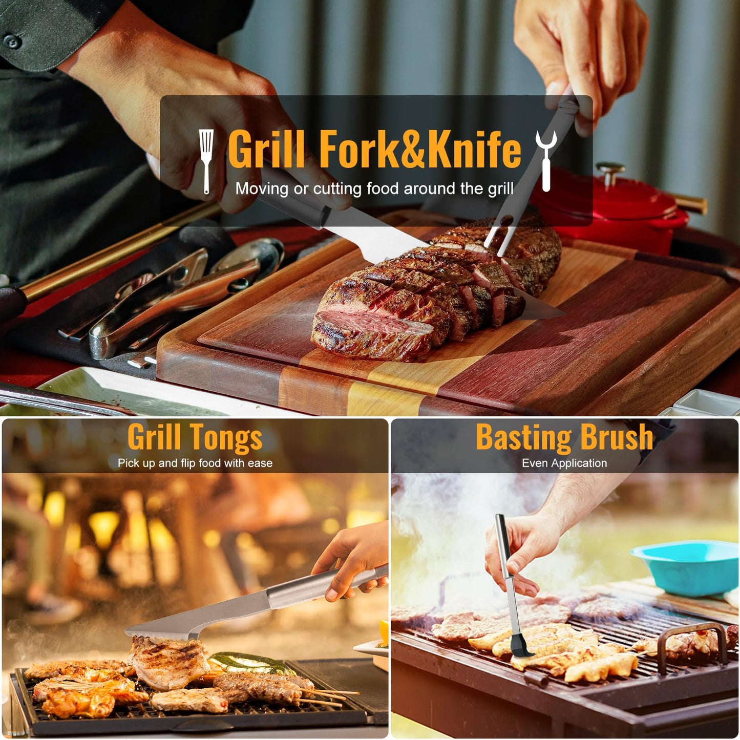 Terlulu 22Pcs Grilling Accessories, BBQ Accessories with Aluminum Case, Stainless Steel Grill Set Tools for Outdoor Camping&Barbecue, Grilling Gifts for Men Dad Fathers Day