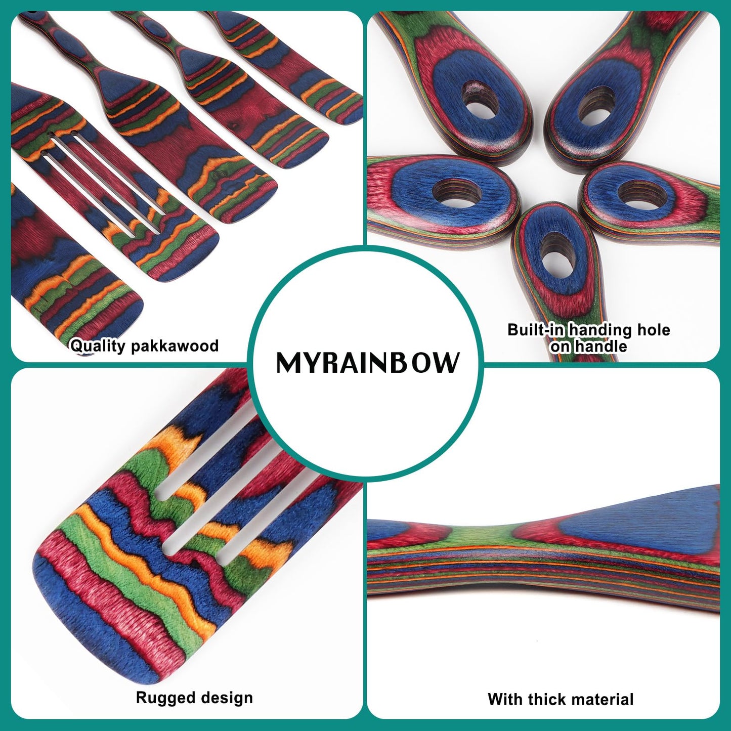 Spurtle Set, Wooden Utensils for Cooking, Kitchen Utensils Set, Pakkawood Kitchen Cooking Utensils Set, Apartment Essentials Wood Serving Spatula spoon, Home & kitchen Gift for Women & Men