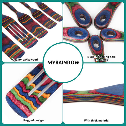 Spurtle Set, Wooden Utensils for Cooking, Kitchen Utensils Set, Pakkawood Kitchen Cooking Utensils Set, Apartment Essentials Wood Serving Spatula spoon, Home & kitchen Gift for Women & Men