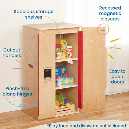 ECR4Kids Play Kitchen Refrigerator, Wooden Playset, Natural