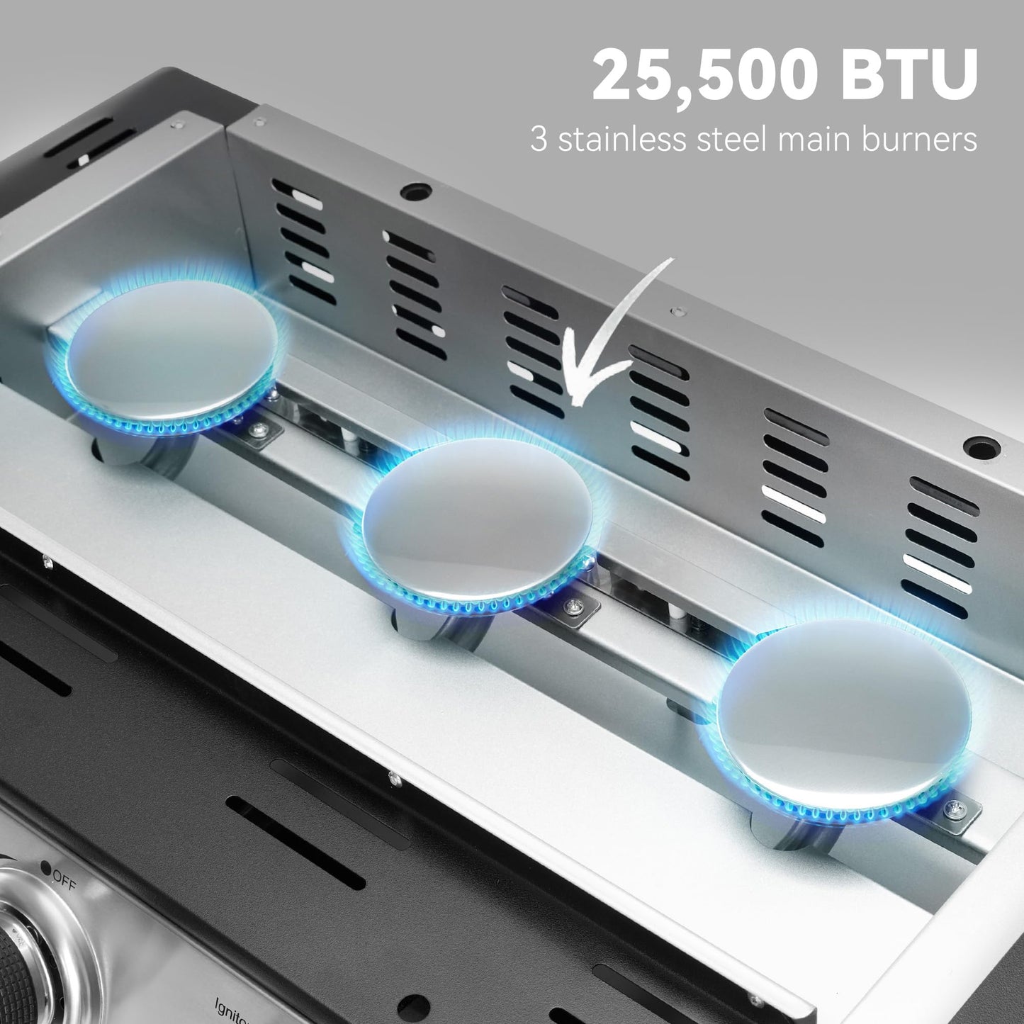 Royal Gourmet PD1301S Portable 24-Inch 3-Burner Table Top Gas Grill Griddle with Cover, 25,500 BTUs, Outdoor Cooking Camping or Tailgating, Black