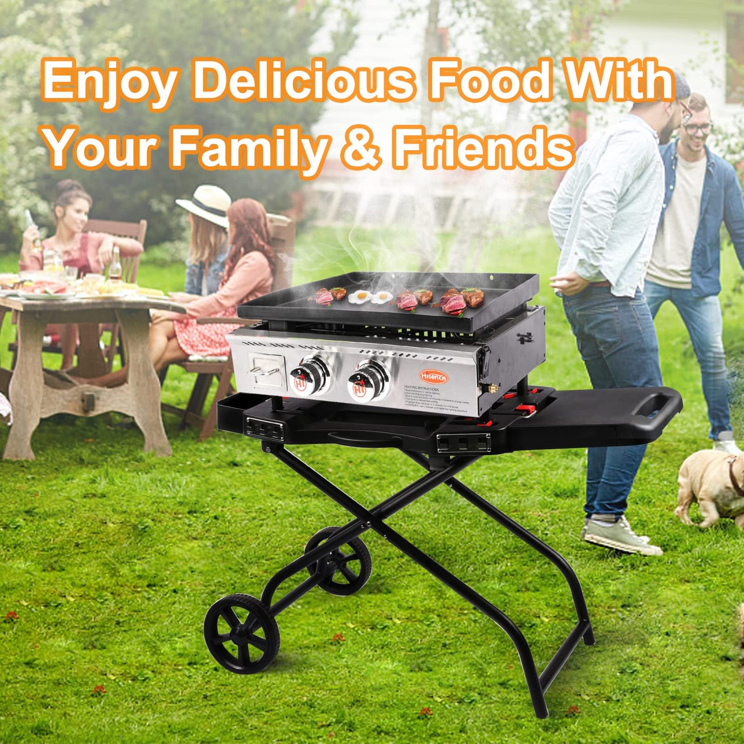 Hisencn Grill Stand for Weber Q1200, Q1000, Q2200, Q2400, Q2000 Series, Portable Grill Cart for Blackstone 17" 22" Table Top Griddles, Outdoor Grill Stand for Weber Grill,Griddle Stand for Blackstone