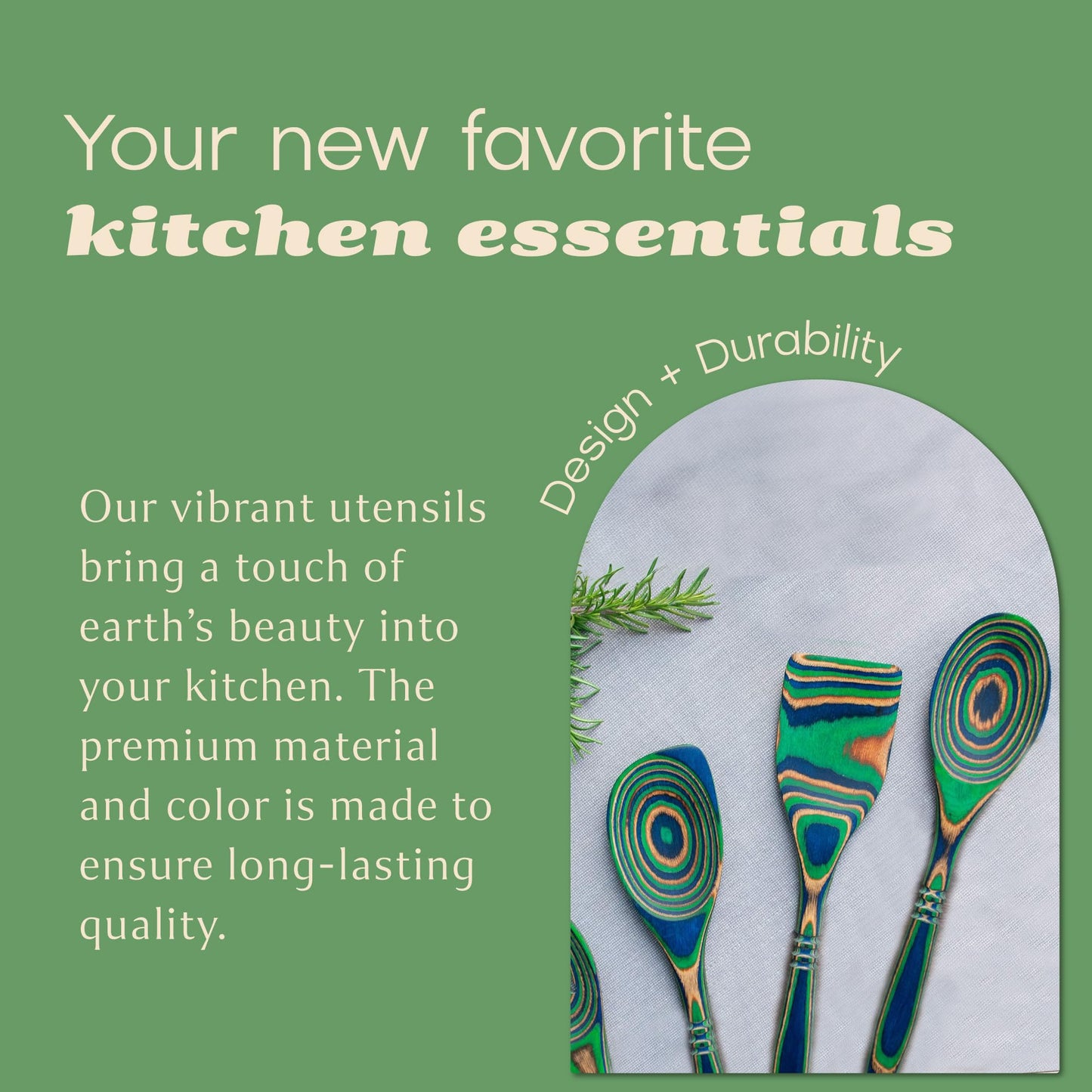 Island Bamboo 12 Inch Pakkawood Spoon - Island Bamboo Pakkawood Utensils, Colorful Wooden Spoons, Utensils for Cooking, Mixing, & Measuring, Serve Pasta & Salad with Pakka Wood Kitchen Utensils