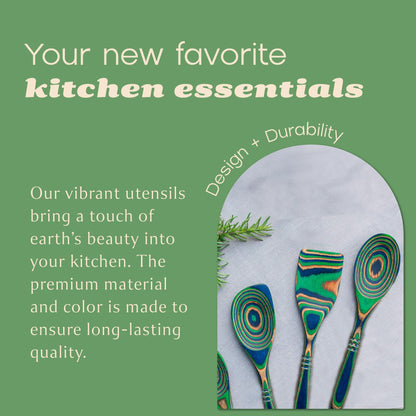 Island Bamboo 12 Inch Pakkawood Spoon - Island Bamboo Pakkawood Utensils, Colorful Wooden Spoons, Utensils for Cooking, Mixing, & Measuring, Serve Pasta & Salad with Pakka Wood Kitchen Utensils