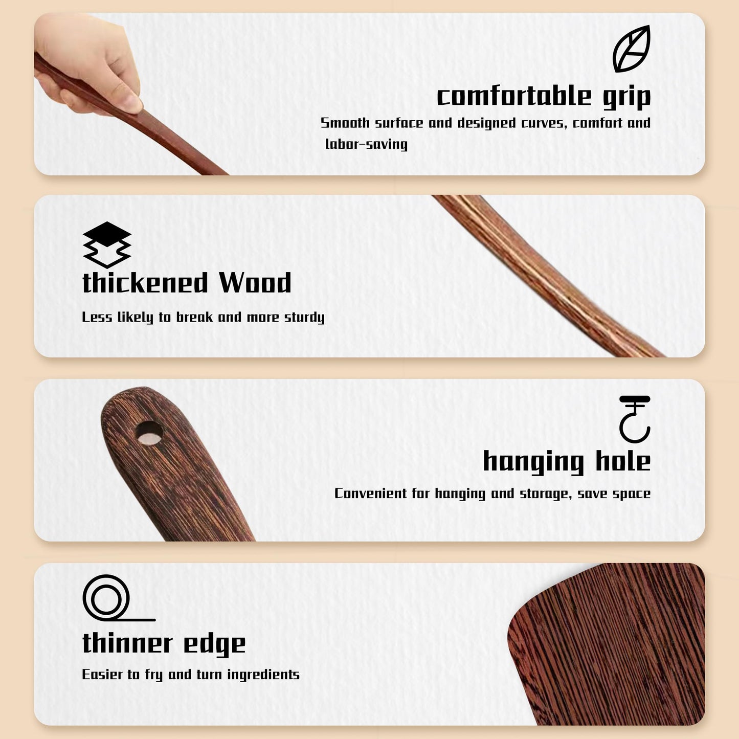 Wood Spatula for Cooking Wooden Kitchen Utensils for Nonstick Cookware Fried Spatulas Wooden Spatula Flat Turner for Baking Mixing Scraping Solid Turner Cooking Utensils Kitchen Accessories Tools