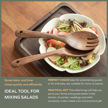 Muso Wood Acacia Salad Servers,10-inch,set of 2 (Acacia salad servers)
