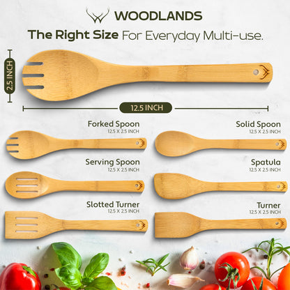 Bamboo Wooden Spoons For Cooking 6Pcs – Eco-friendly Wood Kitchen Utensils Set - Heat-resistant Wooden Utensil Set For Nonstick Cookware, Lightweight Spatula Set, Ideal Mothers Day Gifts
