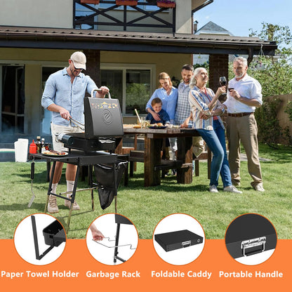 TONFUGLN Foldable Portable Grill Table Fits 17" Or 22" Blackstone Griddle Stand, Ninja Grill Stand: Adjustable Leg with Trash Holder Perfect Blackstone Stand Accessories for Outdoor Cooking Camping
