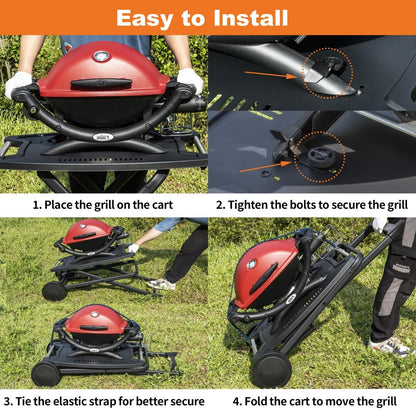 Portable Cart for Weber Q1200, Q1000, Q2200, Q2000, Q2400, Folding Cart for Outdoor BBQ，Portable Stand for Weber Q Series Gas Grills and Ninja Woodfire OG700 Series