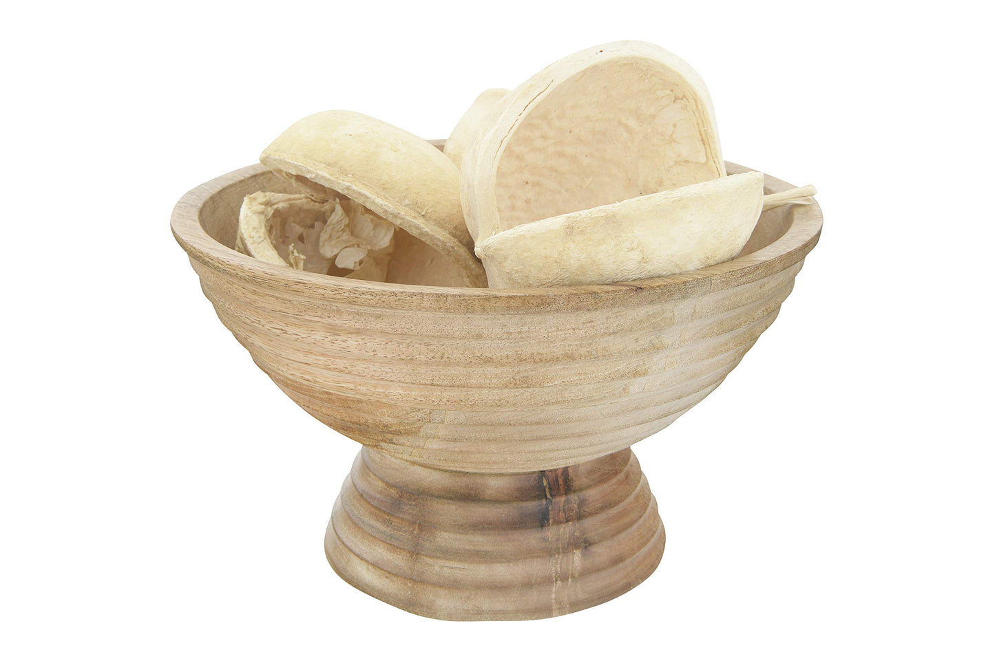 Creative Co-Op Boho Wood Pedestal Serving Bowl, Natural Finish