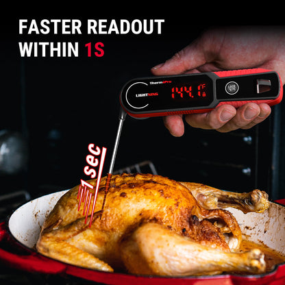 ThermoPro Lightning 1-Second Instant Read Meat Thermometer, Kitchen Food Thermometer with Auto Wake/Sleep/180° Rotating Display, Waterproof Cooking Thermometer for Oil Deep Fry Smoker BBQ Grill