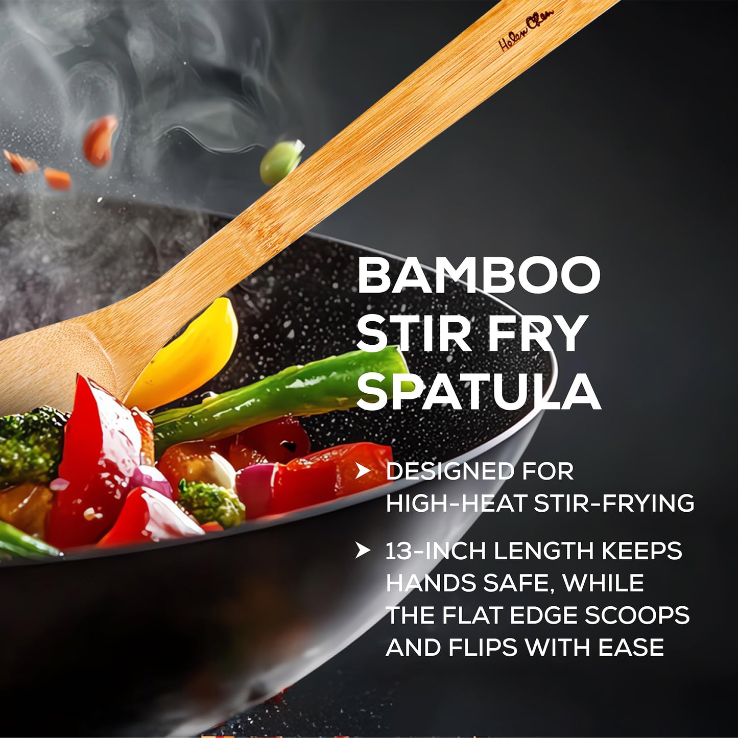 Helen’s Asian Kitchen Bamboo Stir Fry Spatula and Cooking Utensil, 13-Inch