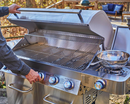 Monument Grills 77352 6-Burner Stainless Steel Cabinet Style Propane Gas Grill with Knob Controls, Built-In Thermometer with BBQ Cover(2 Items)
