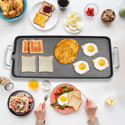 Electric Griddle 26" Teppanyaki Grill BBQ with Temperature Control, Smokeless Grill for Burger, Eggs, Pancake Griddle, Cooking Plates for Pancake Barbecue, Large Griddle for 1 to 6 people