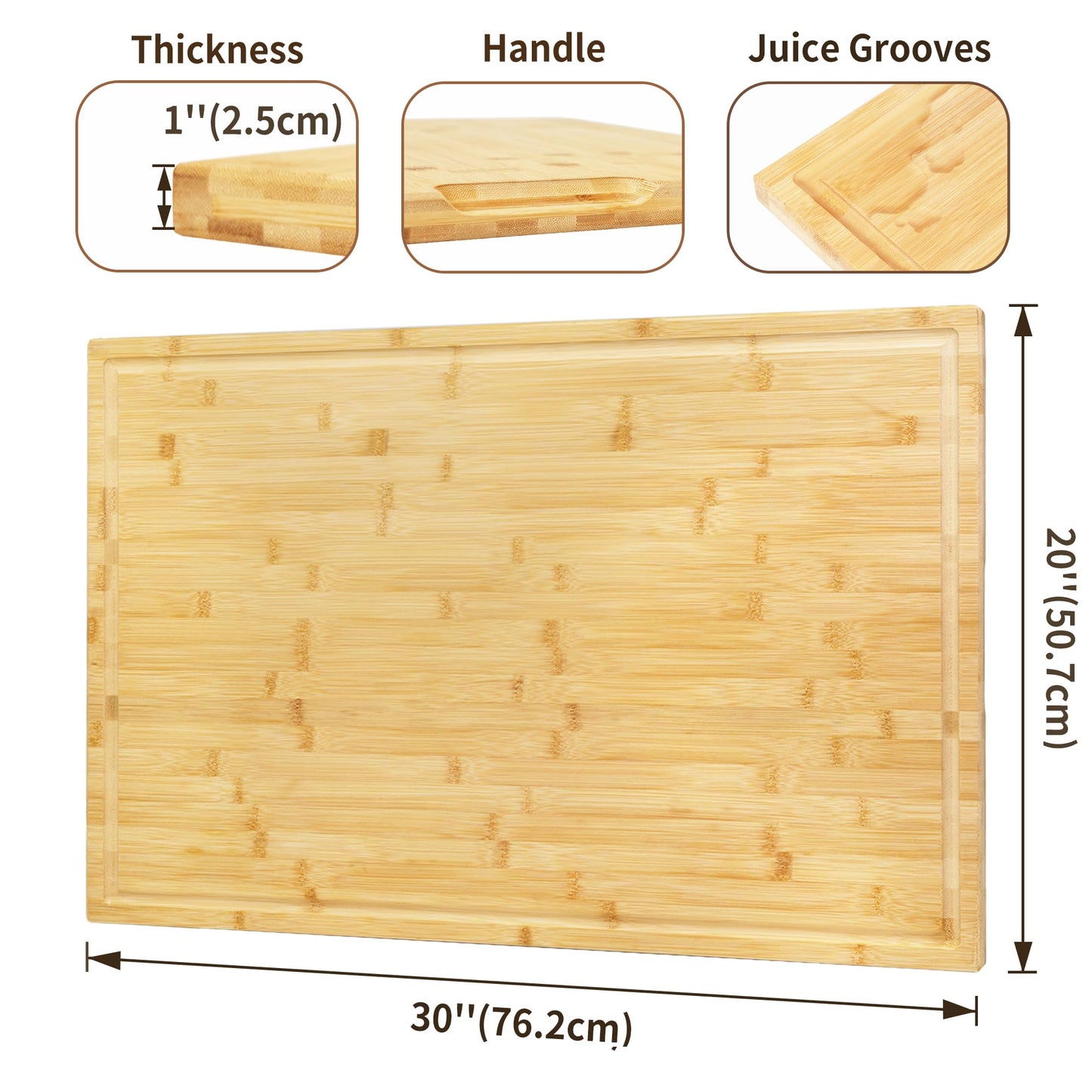 Utoplike Extra Large Cutting Board for kitchen, 30 x 20 Inch Bamboo Chopping Boards, Wood Stove Top Cover, Over the Sink Butcher Block with Juice Groove for Turkey, Meat, Vegetables, BBQ, 1"Th