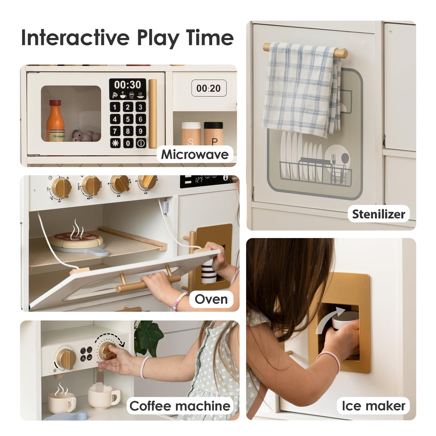Wooden Play Kitchen for Kids– Realistic Appliances, Smart Storage & 15 Fun Accessories for Inspiring Pretend Play (Ages 3+)