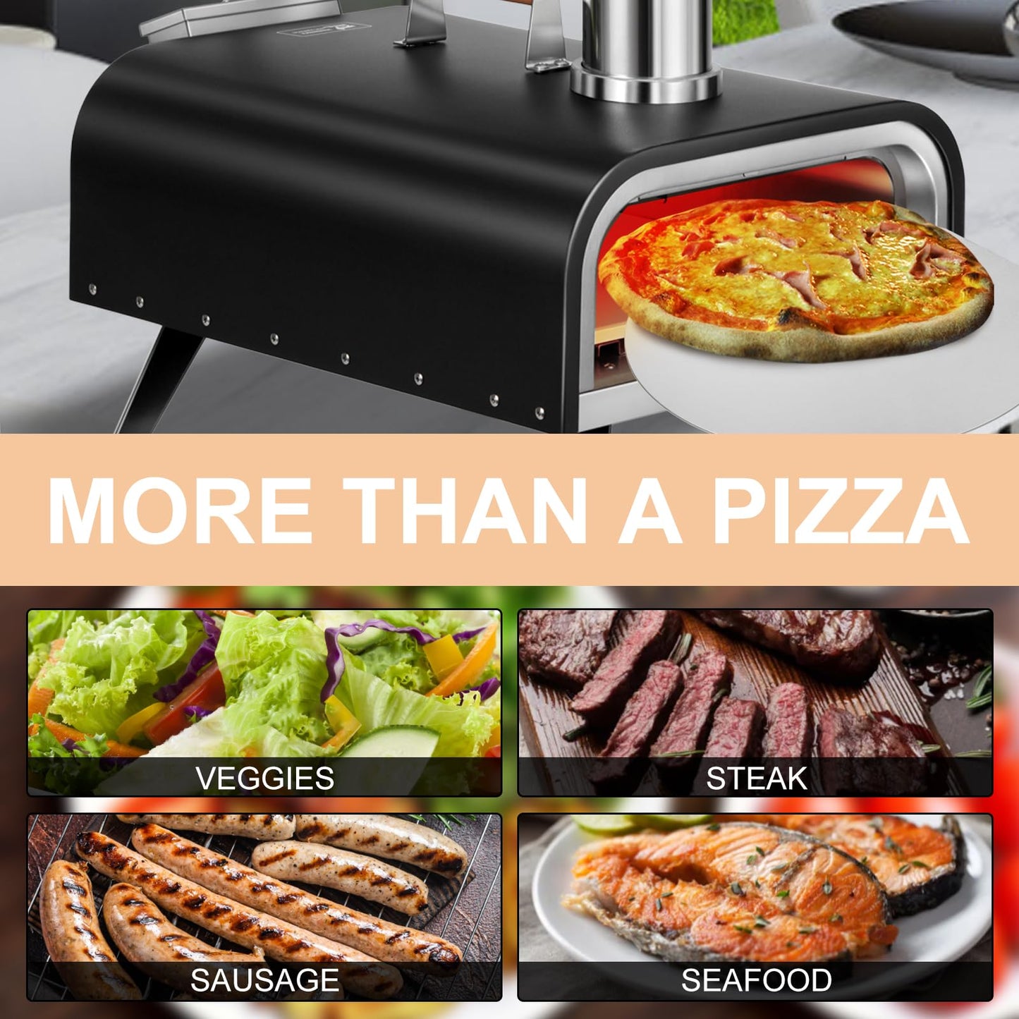 EDOSTORY Pizza Oven Outdoor Wood Fired and Gas Pizza Oven 12 Multi-Fuel Pizza Oven, Portable Pizza Maker Oven Grill for Outside