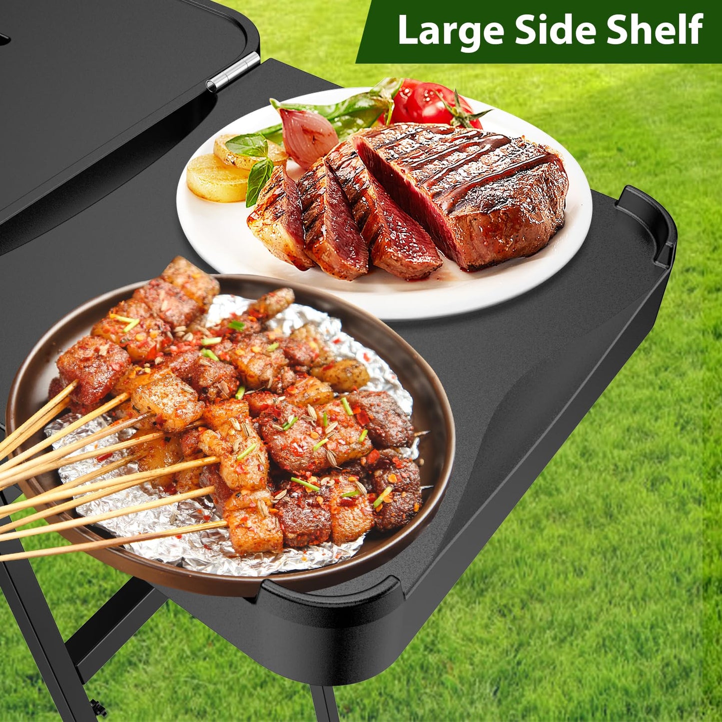 BBQMall Portable Indoor Grill Table Stand for Ninja Woodfire Outdoor Grill(OG701 OG850 OG951 Series), 51in Large Space, Folding Camping Tailgating Table for Blackstone Griddle/Onni Pizza Oven,2 Wheels