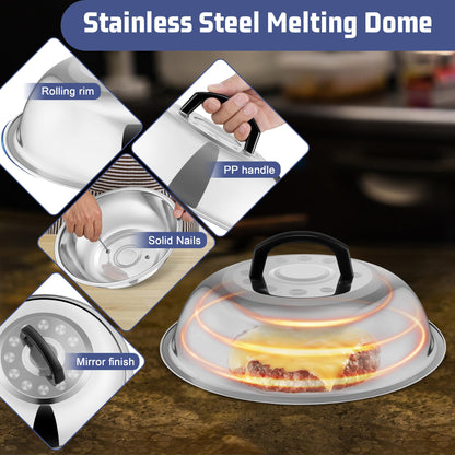 HaSteeL 28Pcs Griddle Accessories Kit, Stainless Steel Flat Top Grill Accessory Tools Set, Metal Spatulas, Scraper Choppers, Melting Domes, Cast Iron Burger Press, for Teppanyaki Tabletop Hibachi BBQ