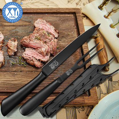 XYJ Carving Knife Set, 10 Inch Slicing Knife and Fork, Stainless Steel Professional Carving Knives, Meat Cleaver Knife With Ergonomic Handle, Kitchen Knives for Home