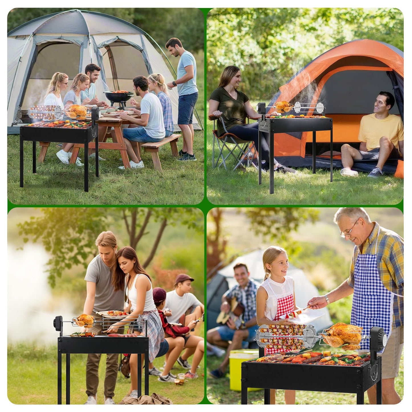 BDL Charcoal Grills Portable Rotisserie Grill Roaster with Motor, BBQ Lamb Skewer Camping Barbecue Grill for Garden Backyard Party Picnic Travel Outdoor Cooking Use