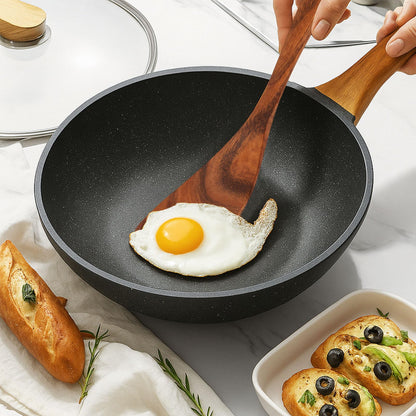 HANSGO Wooden Spatula, 12 Inch Natural Acacia Wood Spatula for Non Stick Frying Pan, Right Hand Flat Turner for Flipping Eggs Toast Pancakes, Sturdy & Lightweight