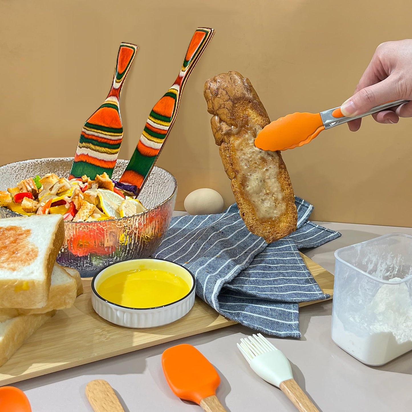 8PCS Pakkawood Spurtle Set,Spurtles Kitchen Tools,Silicone Cooking Utensil Set,Natural wooden Handle silicone Cooking Utensils Set,Heat Resistant, Nonstick Cookware