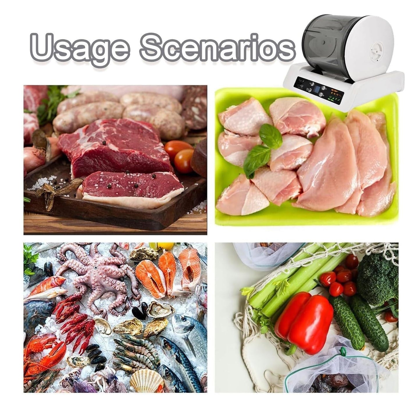 Commercial Meat Tumbler Marinator,Automatic Vacuum Tumbler Marinating Machine, Led Display,Control Panel,with 20 Disposable Gloves