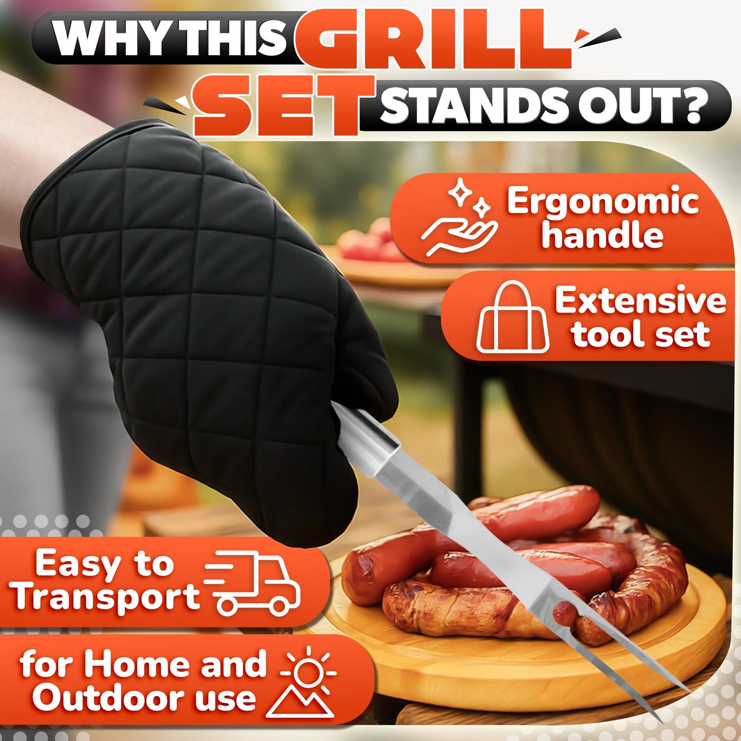 Grilling Accessories (27-Piece) – All in One BBQ Accessories Grill Tool Set Stainless Steel Barbeque, Organized Storage – 27 Essential Tools for Effortless Cooking, Camping & Backyard Barbeque